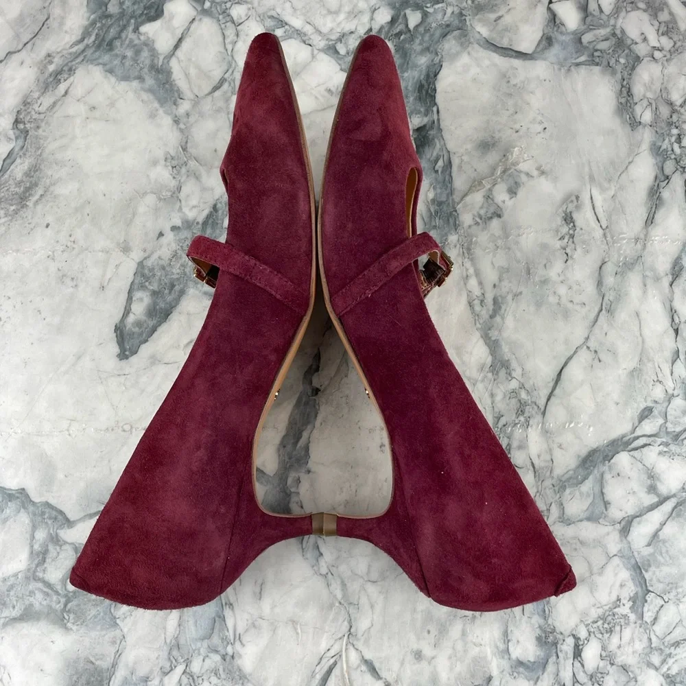 Vionic- Kit Minnie- Kitten Heel Suede Mary Jane Heels- Wine- Size 7.5 - Picture 11 of 13
